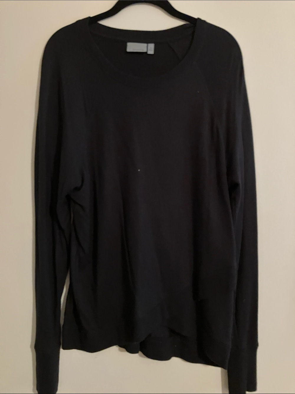 Athleta Black Long Sleeve Top with Subtle Rib Neck